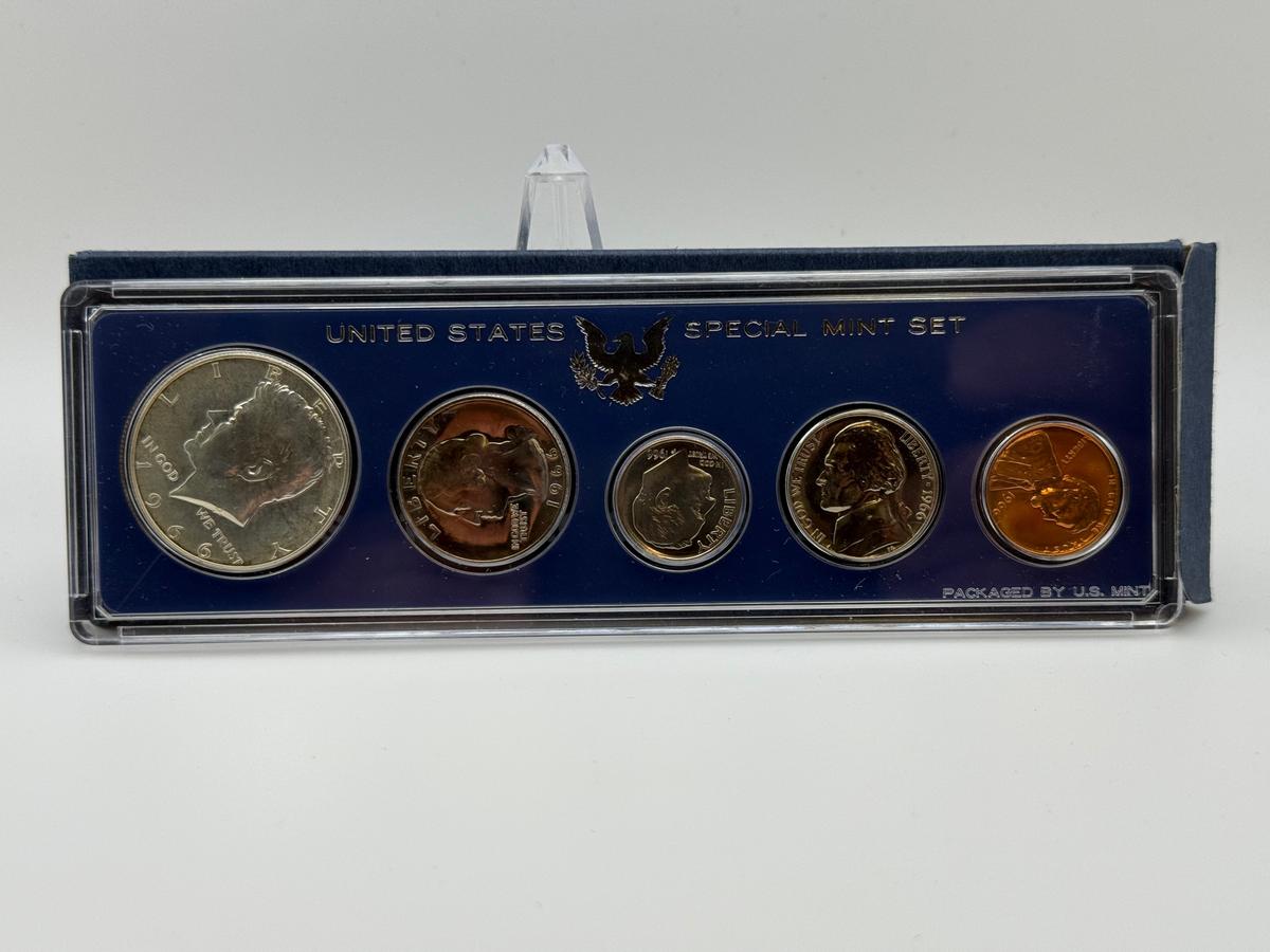 1966 United States Mint Special Mint Set, 5 Coins, Packaged in Hard Plastic