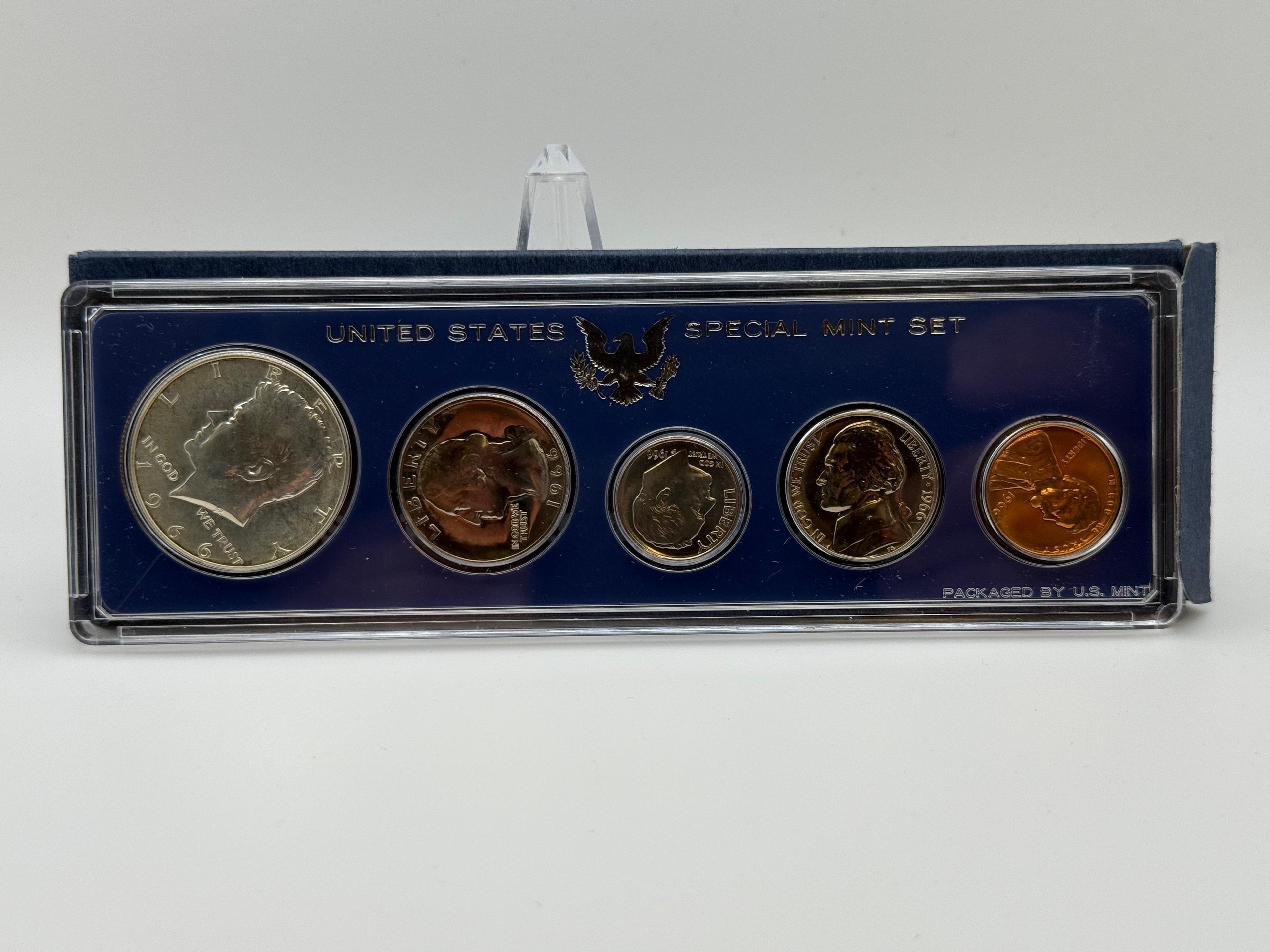 1966 United States Mint Special Mint Set, 5 Coins, Packaged in Hard Plastic