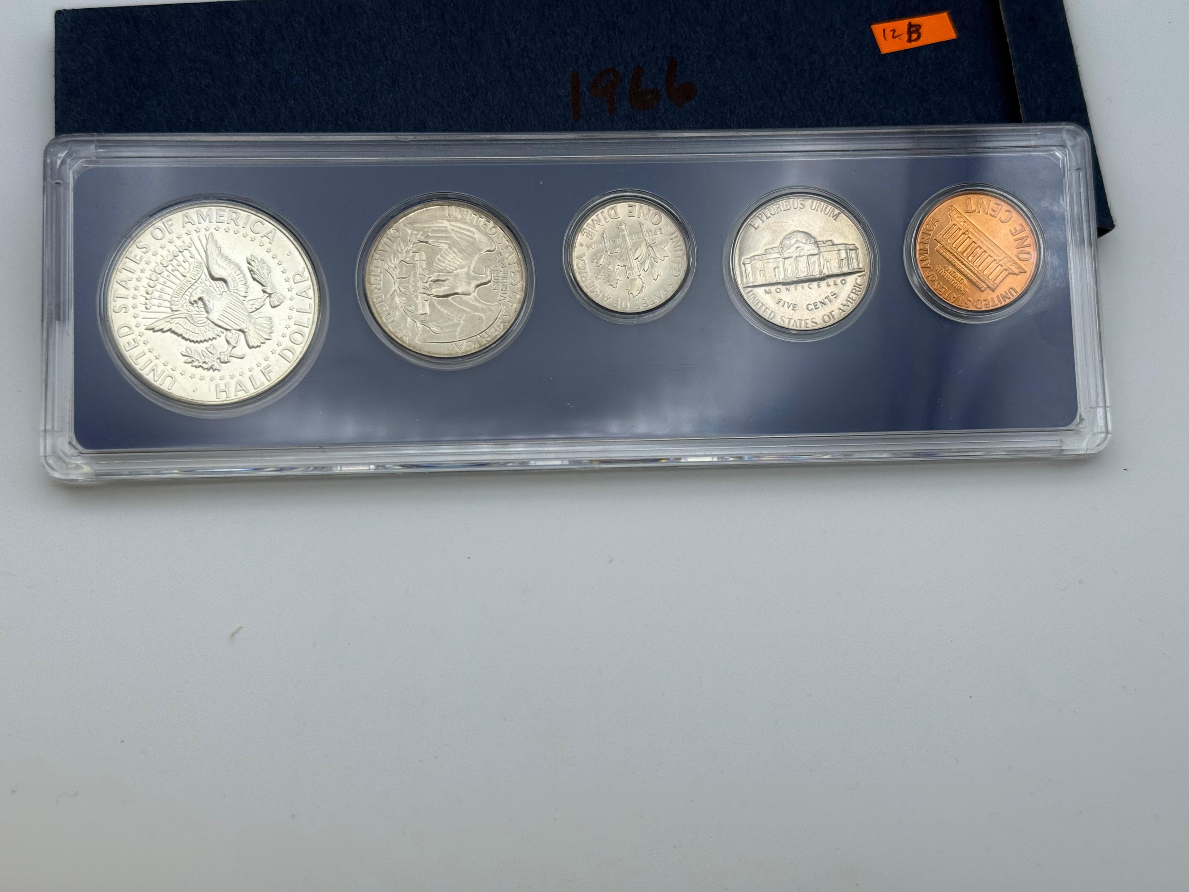 1966 United States Mint Special Mint Set, 5 Coins, Packaged in Hard Plastic