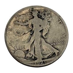 KEY DATE 1921 S Walking Liberty Half Dollar Coin, San Francisco Mint
