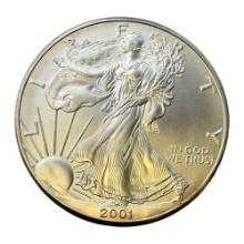 2001 Silver American Eagle Coin, 1 oz Fine Silver, United States Mint