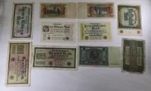 10 Pcs- German Reichsbanknote Collection, SELLS TIMES THE MONEY