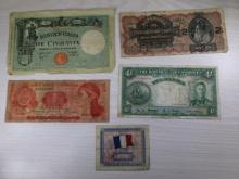 5 pcs- Foreign Banknotes Collection: Italy, Brazil, Honduras, Bahamas, France, SELLS TIMES THE MONEY
