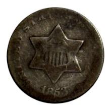 1853 U.S. Mint Three-Cent Silver Coin