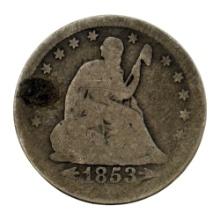 1853 Seated Liberty Quarter, w/ Arrows and rays