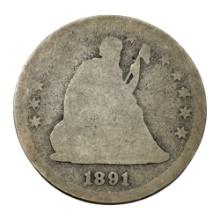 1891 Seated Liberty Quarter Dollar Coin