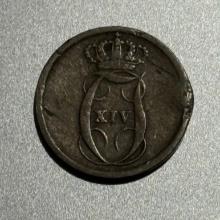 1842 Sweden 2 Skilling Coin, Copper, Historical Swedish Currency