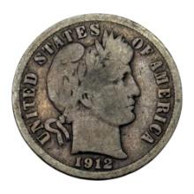 1912-D Barber Dime, United States Coin, 90% Silver