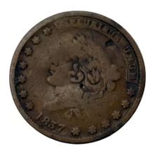1837 Hard Times Token, One Cent, Copper