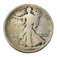 1917 Walking Liberty Half Dollar Coin, 90% silver