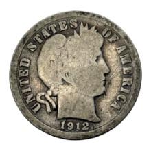 1912 United States Barber Dime, 90% Silver Composition