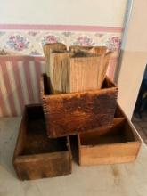 Wooden Boxes with Firewood, Brown, Includes Three Boxes