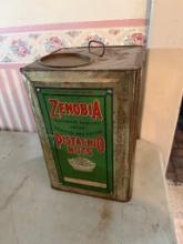 Vintage Zenobia Pistachio Nuts Metal Tin Container, San Francisco, 14 inches tall