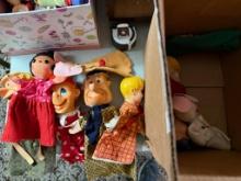 Vintage Hand Puppet Collection, Fabric and Plastic, 12 Inches Tall, Flintstones and more