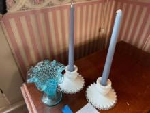 Fenton Vase & 2 candle holders