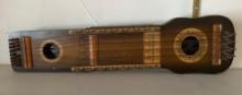 Vintage Zither Harp Guitar, 10 Strings, Decorative Pattern