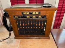 10 Line Western Electric Switchboard w/ Dialer and Handset 17" x 15" tall -Bucyrus Western Union