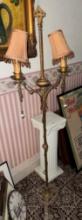 Antique Brass Finish Floor Lamp, 2 Bulbs, Decorative Tassels, 63 inches tall