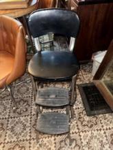 Vintage Black Cosco Step Stool Chair, Metal & Vinyl