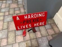 Red Decorative Sign, "A Harding Prexie Lives Here", Hanging Hooks, Approx. 24"x12" & more