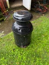 Antique Black Metal Milk Can, Traditional Design, 24-Inch Height