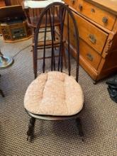 Traditional Wooden Dining Chair with Cushion, Dark Wood Finish