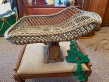 Vintage Baby Scale with Wicker Basket and Mechanical Dial