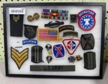 Military Patches and Ribbons in Frame
