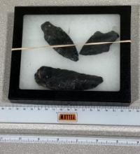 Arrowheads and Artifacts - Frame of 3 nice Points Largest 3 1/2"