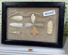 Arrowheads and Artifacts - Frame of 8 Arrowheads and Artifacts