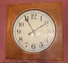 Edison Jr. High Oak Clock see note for info., w/ bell Standard Electric Time Co.
