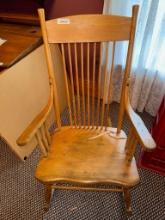 Traditional Wooden Chair with Spindle Back and Armrest, Light Brown