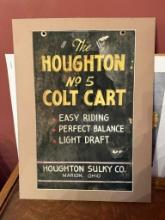 Houghton Sulky Co. No. 5 Colt Cart Vintage Advertisement Poster, Framed, some paper loss, 14" x 22"