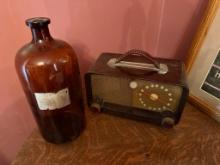Drugstore 1 Gallon Jug and Vintage radio