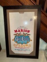 Marion Gilt Edge Flour Print, Marion Grain & Supply Co., Framed Vintage Sack, 20" x 31"