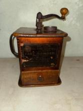 Antique Enterprise No. 1080 One pound Manual Coffee Grinder, Wood & Cast Iron, Hand Crank