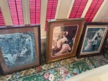 Victorian Themed Pictures - 3 in lot largest 33" x 27"
