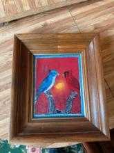Folk Art Bird Painting 15" x 13"
