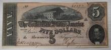 1864 Confederate States of America $5 Note