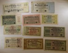 11- Vintage German Banknotes, 1922-1923, Various Denominations, sells times the money