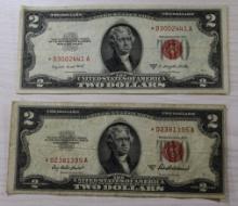 1953 A and B Red Seal $2.00 Star Banknotes, sells times the money