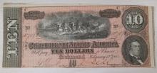 1864 Richmond Confederate States of America $10 Note