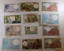 12- French Franc Banknotes- 5, 10, 20, 50 Francs, Banque de France, sells times the money