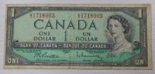 1954 Canada One Dollar Banknote