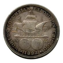 1893 United States Columbian Exposition Half Dollar, 90% Silver