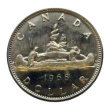 1968 Canadian Dollar Coin, Nickel, Voyageur Design