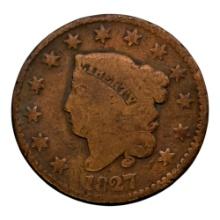 1827 Coronet Head Large Cent, Copper, United States Coin