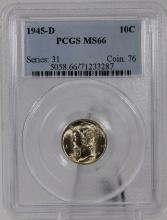 1945-D Mercury Dime in PCGS MS66 holder