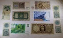 10 Foreign Banknotes, Romania 20 Lei, Bulgaria 50 Leva, Netherlands 5 Gulden, sells times the money
