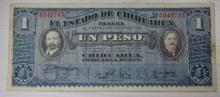 1914 Un Peso Banknote, Estado de Chihuahua, Mexico
